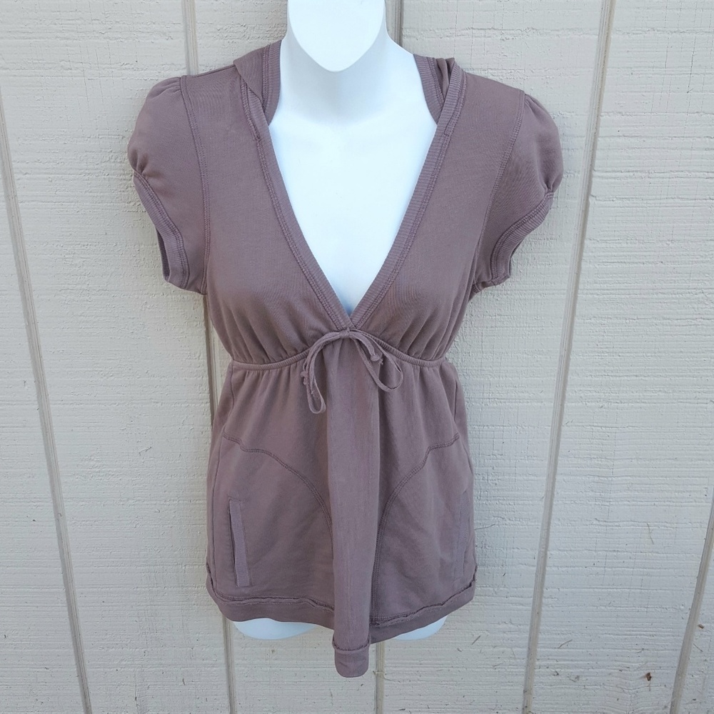 Emma and Sam Cap Sleeve Brown Hoodie Sweat Top
